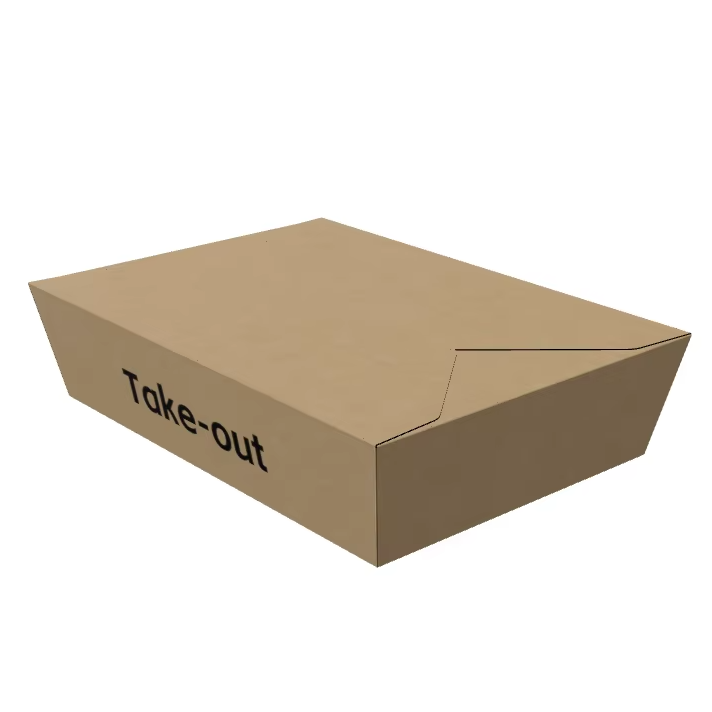 Our factory wholesale recyclable custom pattern logo kraft paper carton rectangular restaurant food lunch box carton