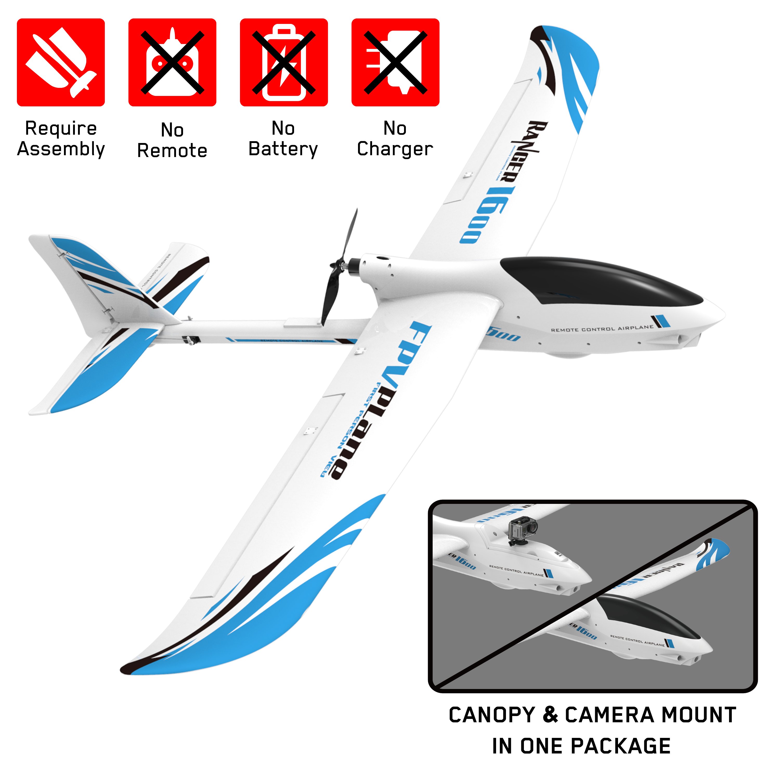 Four Channel FPV Airplane With 1.6 Meter Wingspan And Unibody Plastic Fuselage (757-7) PNP