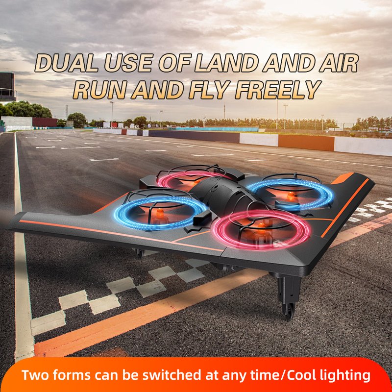 2024 New Arrival Global Drone GD02 Remote Control Aircraft Fighter Jet With Cool Light Effect Land and Air Mode Of Flying Toys
