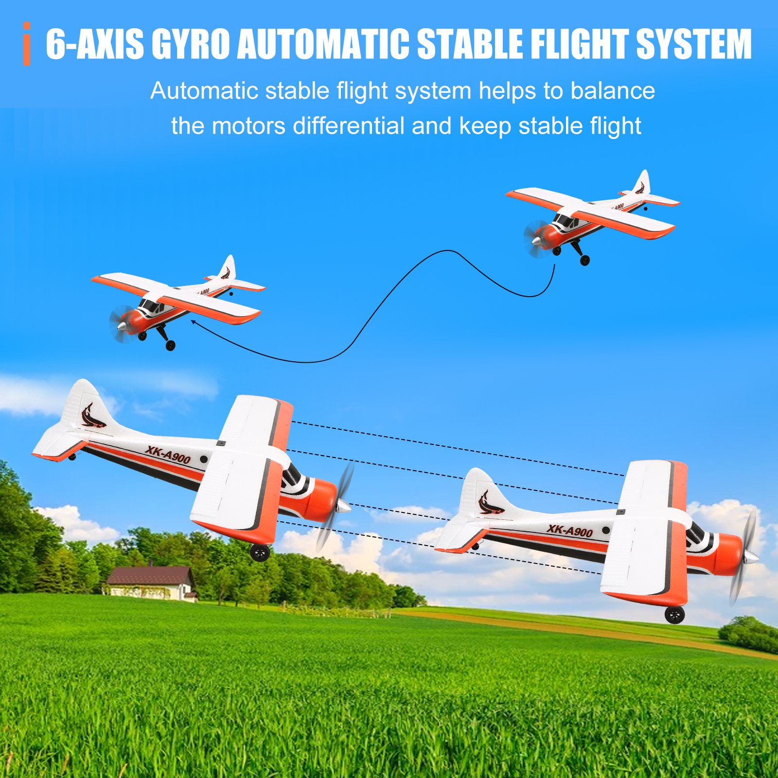 XK A900 Wingspan 580mm EPP 4CH RTF 3D Stunt And 6G Stable Mode Remote Control Airplane Drone Outdoor Toys RC Plane