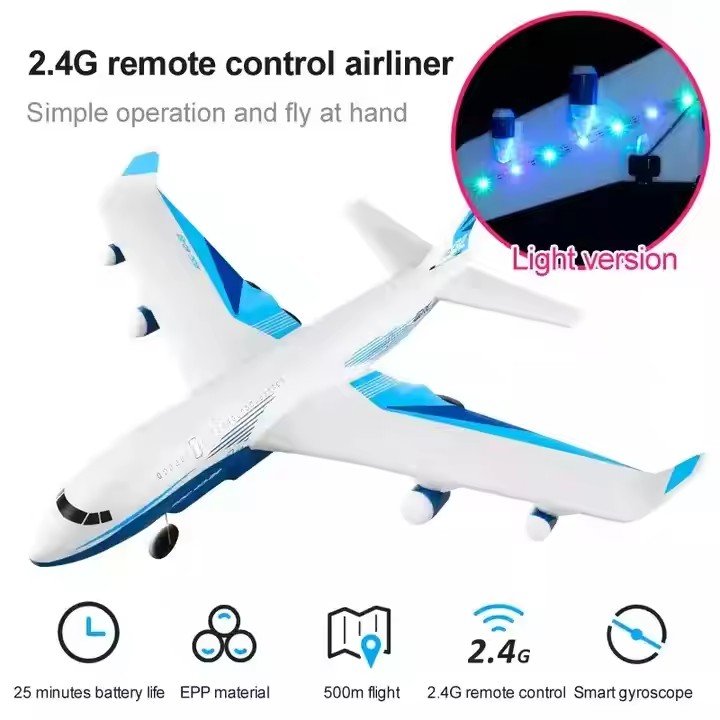 Anti-Crash EPP RC Plane Toys 2.4G Radio Control Electric Glider Airplane Fixed Wing Aircraft Model with LED Light