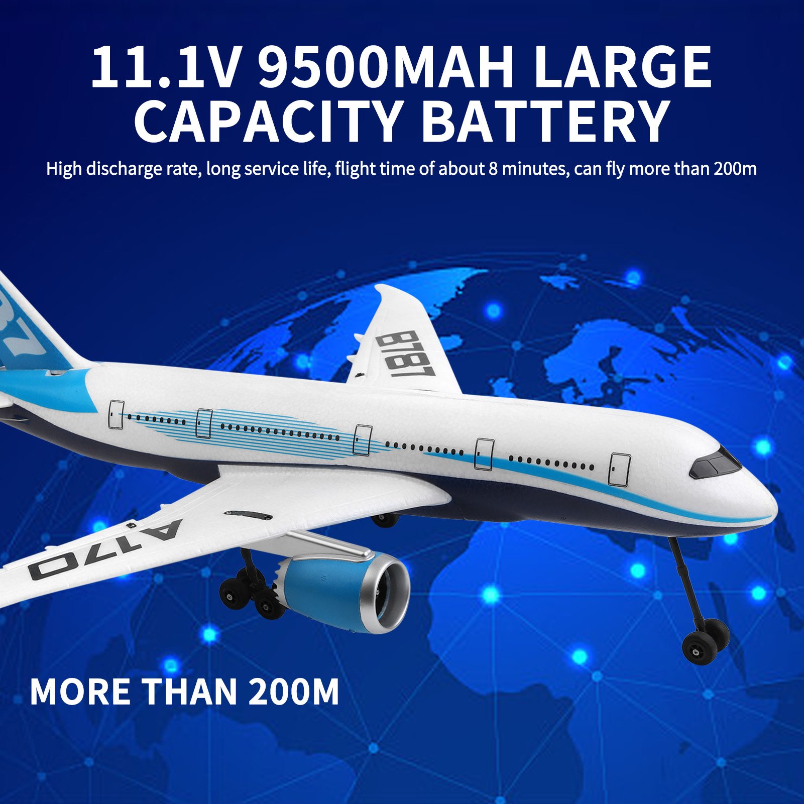 WLtoys A170 RC Airplane 787 660mm Wingspan Brushless Motor 3D/6G System 2.4GHz Real Aircraft Scale Down Outdoor Gift for Friend