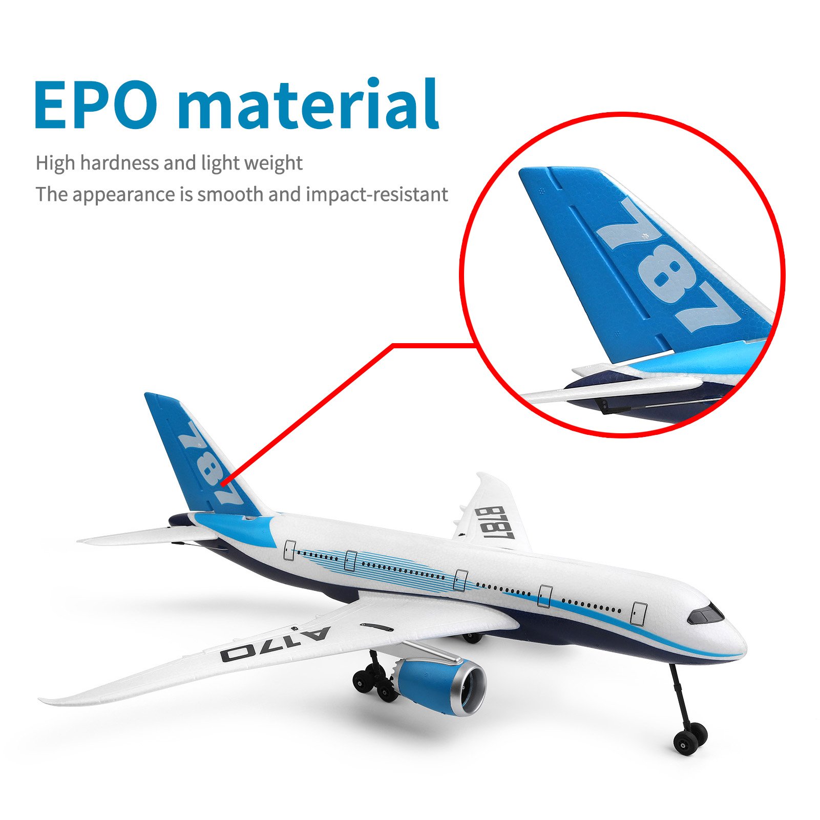 WLtoys A170 RC Airplane 787 660mm Wingspan Brushless Motor 3D/6G System 2.4GHz Real Aircraft Scale Down Outdoor Gift for Friend