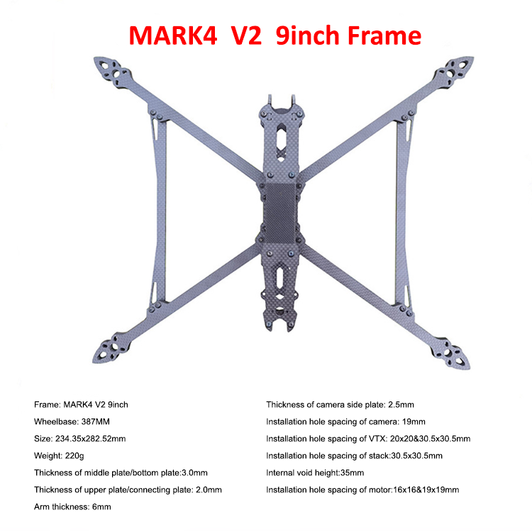 FPV Drone Racing Frame MARK4 V2 Version 7 8 9 10-inch Carbon Fiber FPV Drone Parts