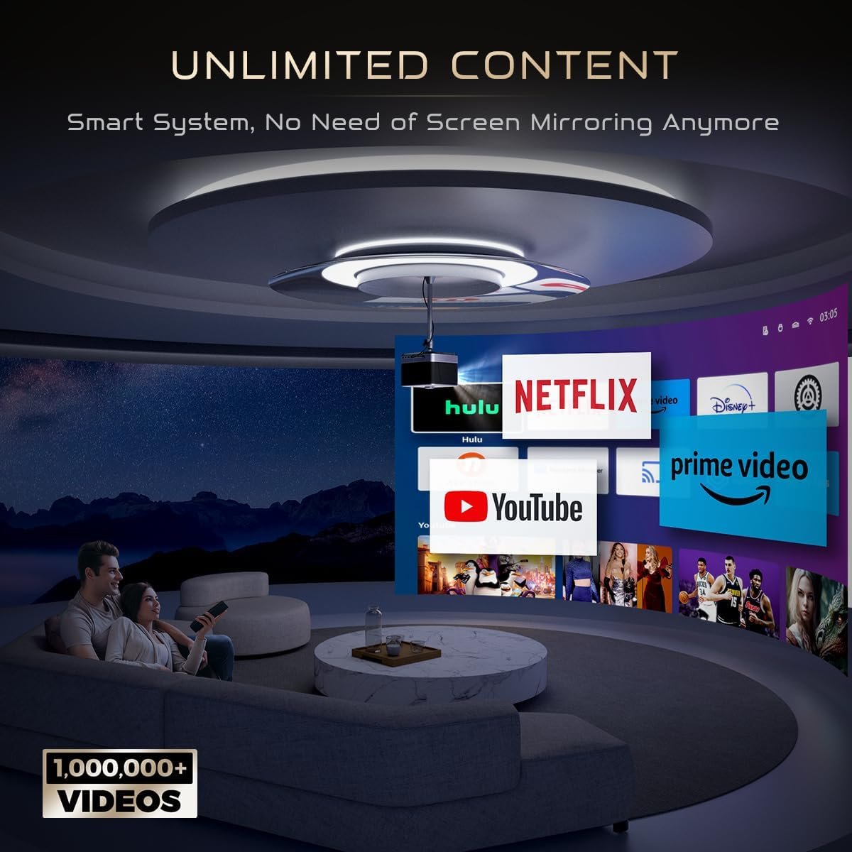 Aurzen Boom 3 Netflix Official 4K Supported Buy Mini Projector Home Theater With WiFi Bluetooth 3D DoIby Audio 36W Speakers