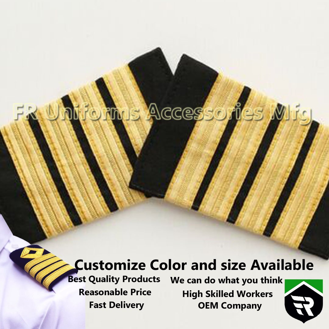 Professional Pilot Uniform Seafarer Air line Pilot Epaulettes Pilot Uniform Gold Stripe HIGH QUALITY PILOT SHOULDER BOARDS