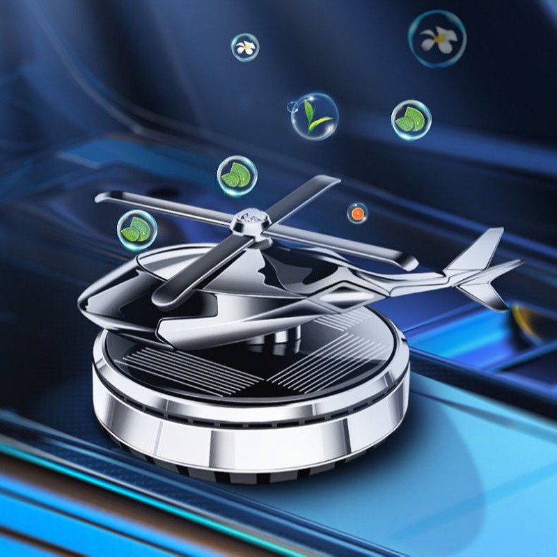 Auto Decoration Fragrance Metal Dashboard Helicopter Aircraft Freshener Rotation Car Solar Energy Plane Air Perfume