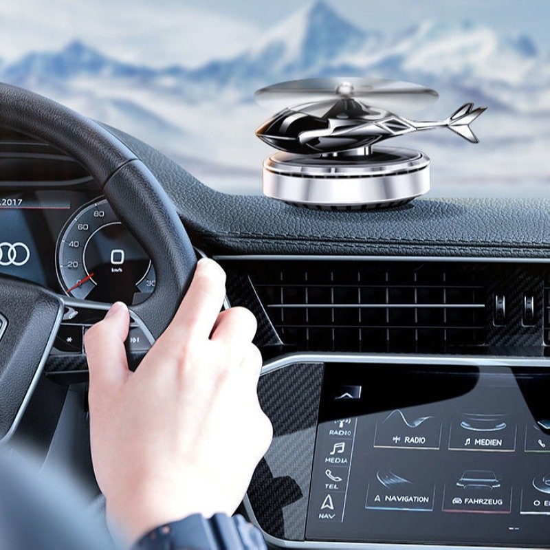 Auto Decoration Fragrance Metal Dashboard Helicopter Aircraft Freshener Rotation Car Solar Energy Plane Air Perfume