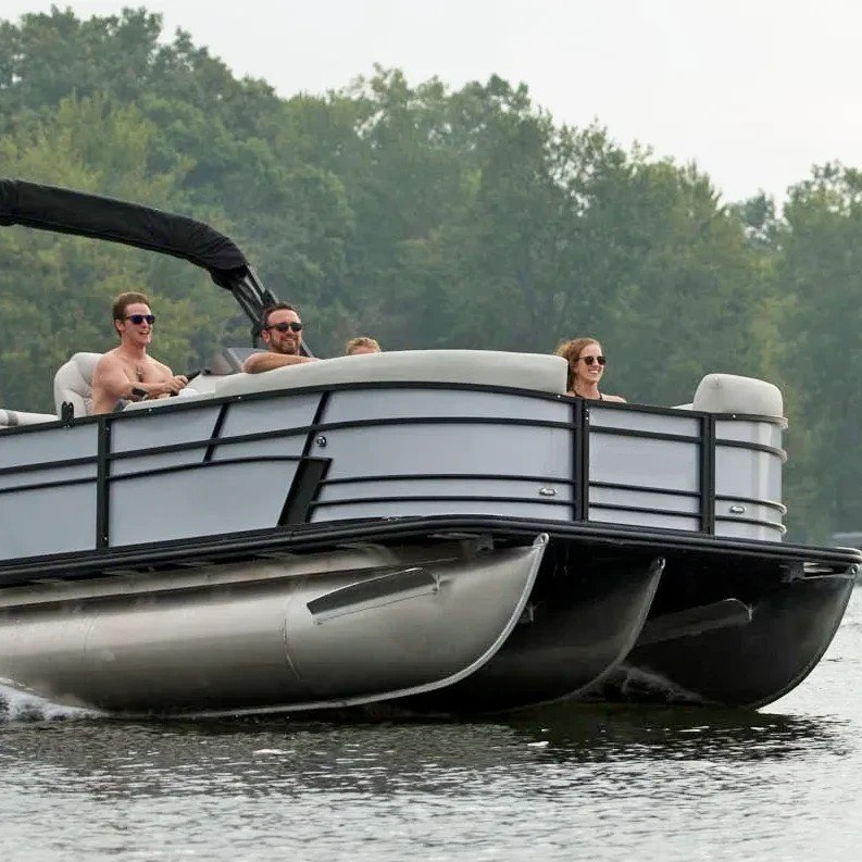23ft 7m Aluminum Party Tritoon Boat Leisure Water Sport Yacht Fishing Pontoon Boat
