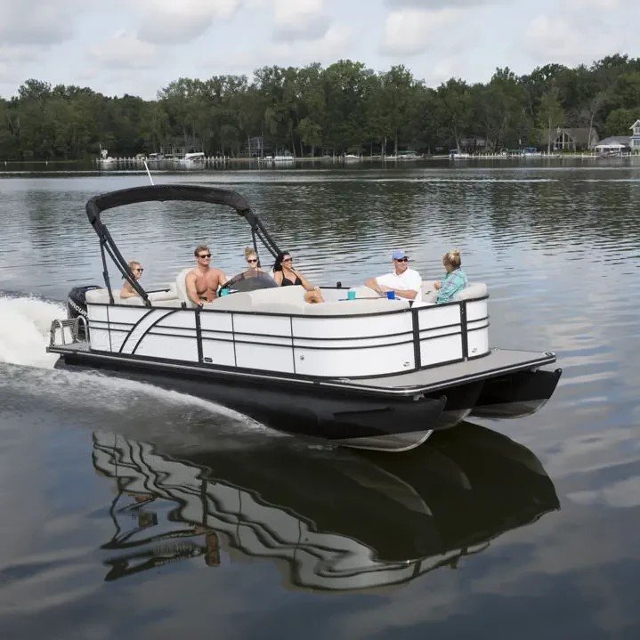 23ft 7m Aluminum Party Tritoon Boat Leisure Water Sport Yacht Fishing Pontoon Boat