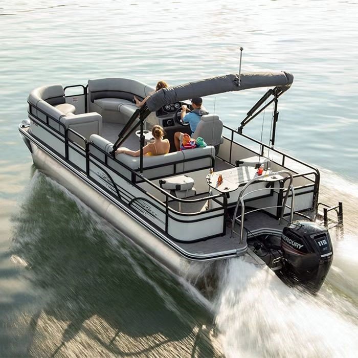 23ft 7m Aluminum Party Tritoon Boat Leisure Water Sport Yacht Fishing Pontoon Boat