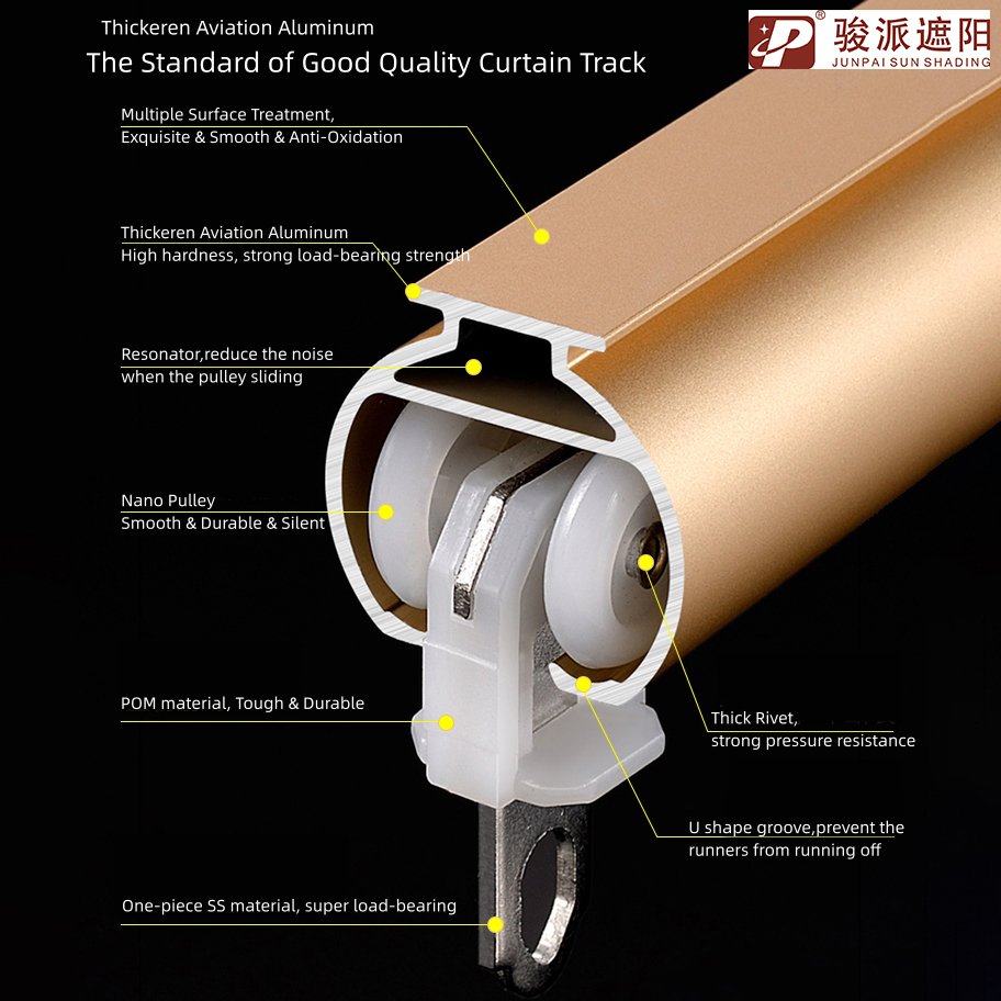 New Design Double Aluminum Sliding Curtain Track Poles 5m Metal Rail for Window and Home Room Dividers