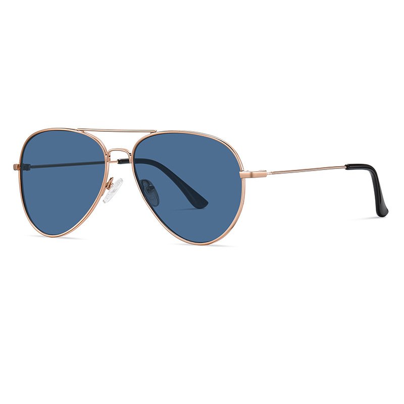 Factory Custom Wholesale Trending Designer Bright Silver Gold Pilot Frame Anti-Glare Curved Lenses Aviation Sunglasses