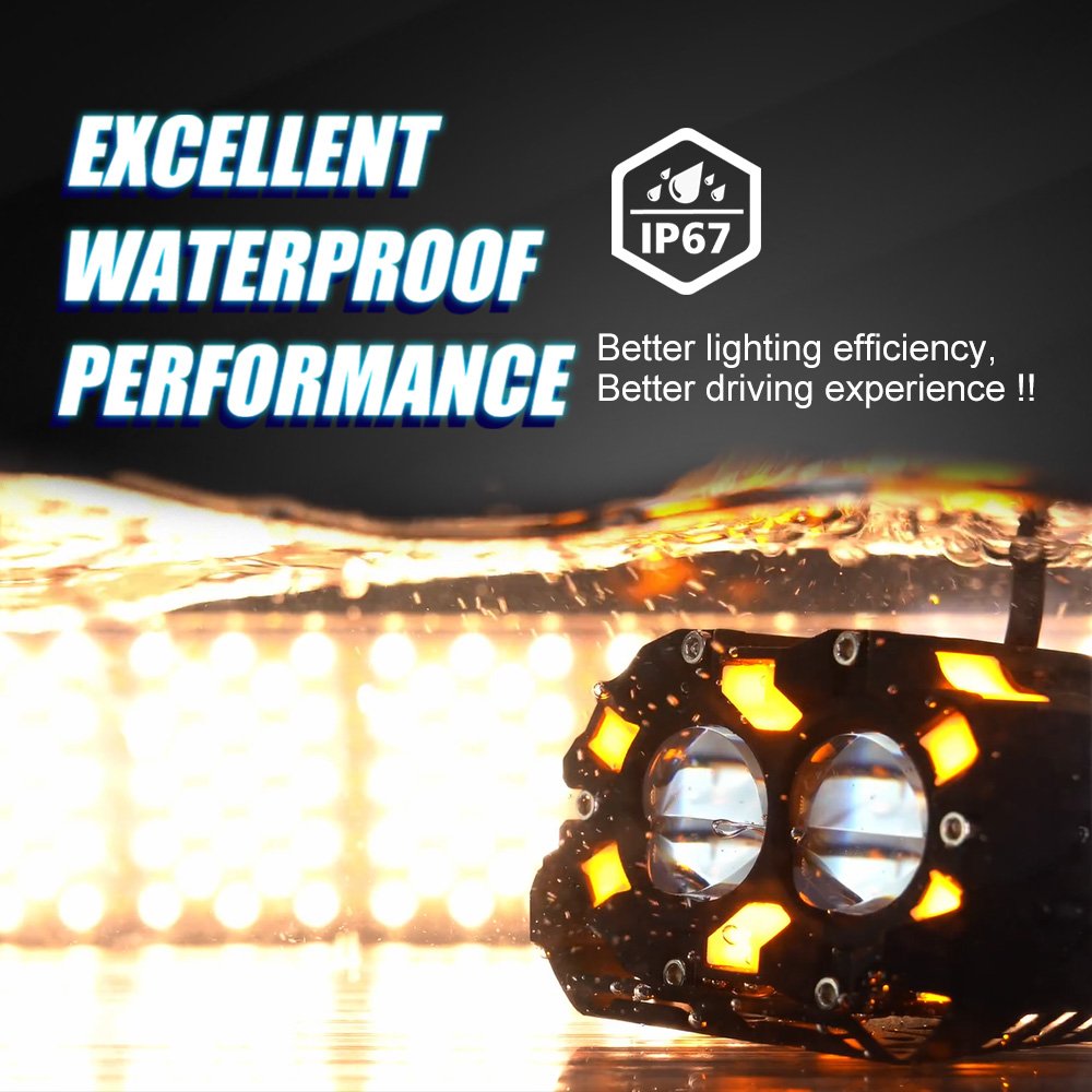 MOTOLED Motorcycle Mini Driving Light Spotlight Projector Lens Dual Color Motorcycle Mini Driving Light AC DC 8 80V 80W 18000LM