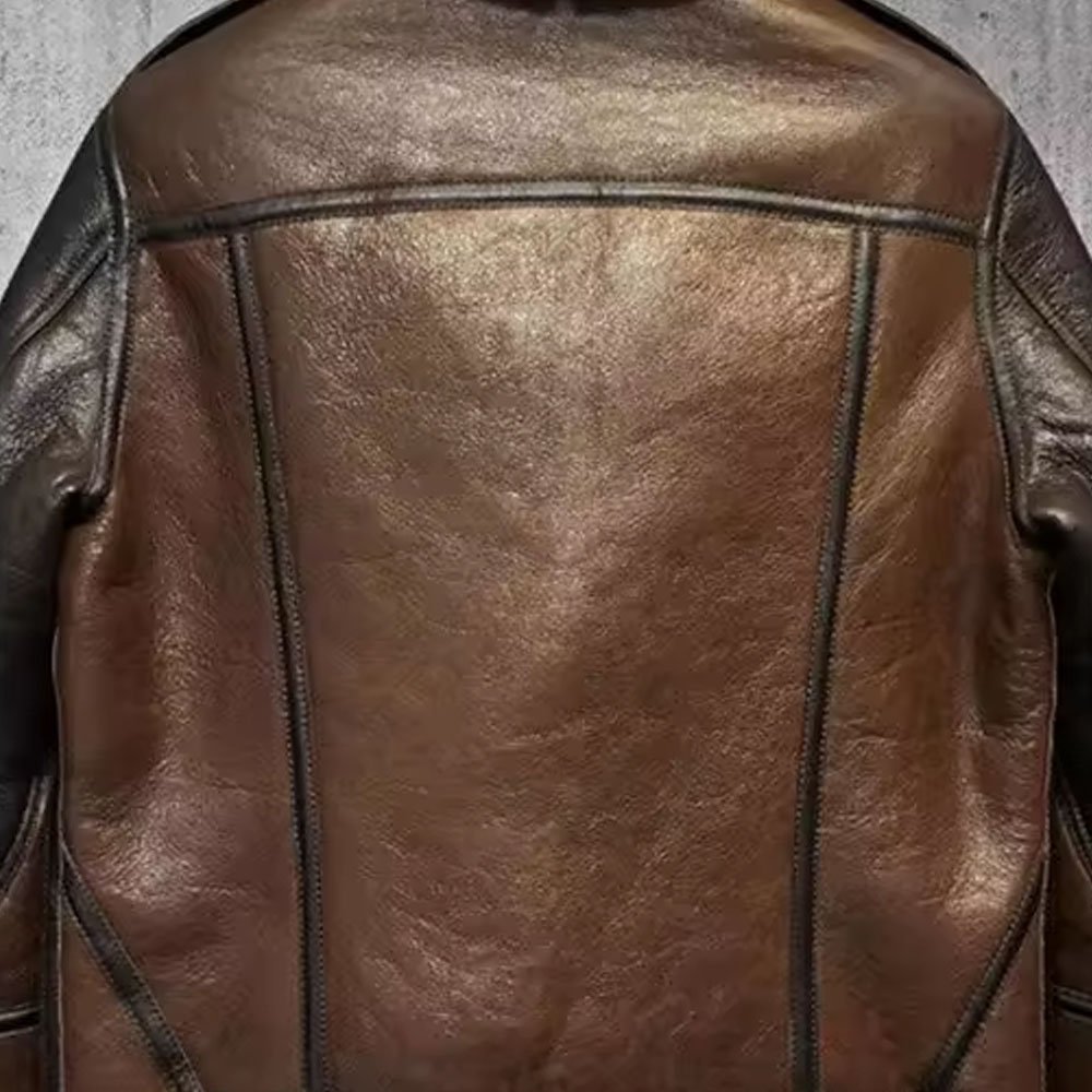 Custom Style Men's Aviator Bomber Jacket New Arrival Shearling Leather Jacket with Fur Collar Winter Coat