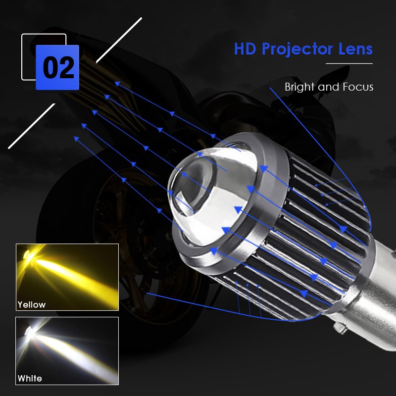 Dual Color Mini Projector Lens H4 H6 BA20D Led Motorcycle Headlight Bulbs Led Moto 1800LM Hi Lo Lamp Scooter ATV Accessories