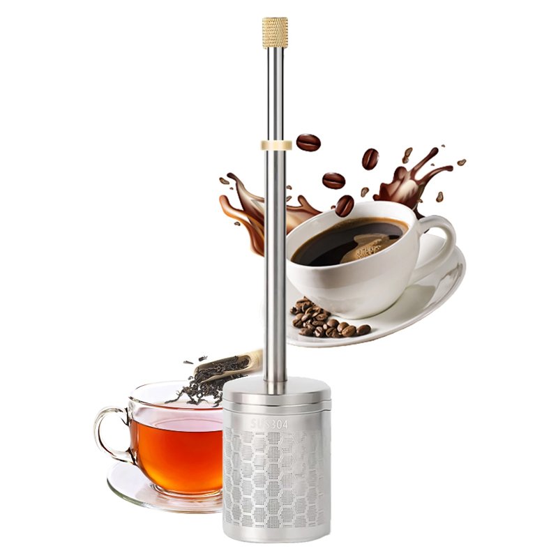 Portable French Press Coffee Maker Food Grade Stainless Steel Tea Strainer Coffee Maker Fine Mesh Coffee Brewer for Camping