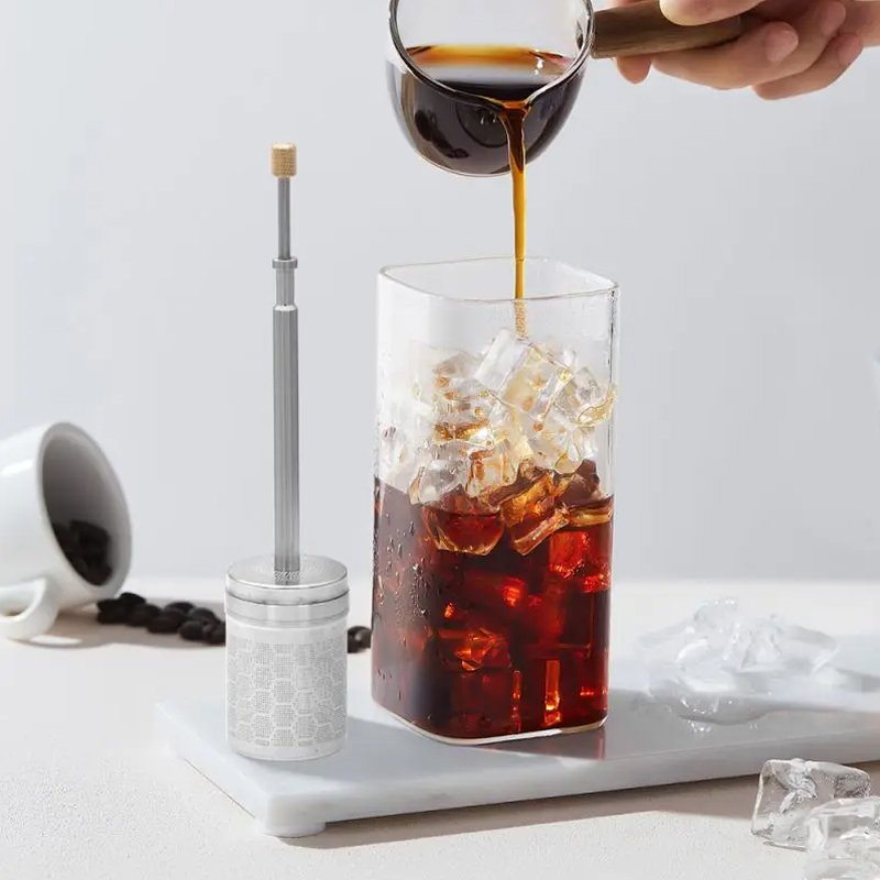 Portable French Press Coffee Maker Food Grade Stainless Steel Tea Strainer Coffee Maker Fine Mesh Coffee Brewer for Camping