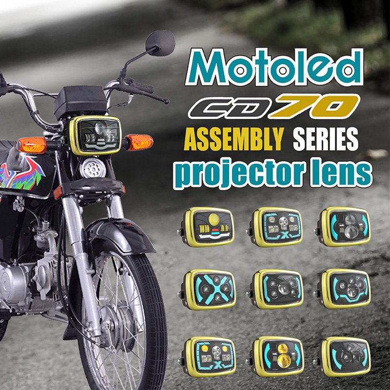 MOTOLED Motorcycle Headlight Assembly Skull Retro for Honda CD70 Universal Light