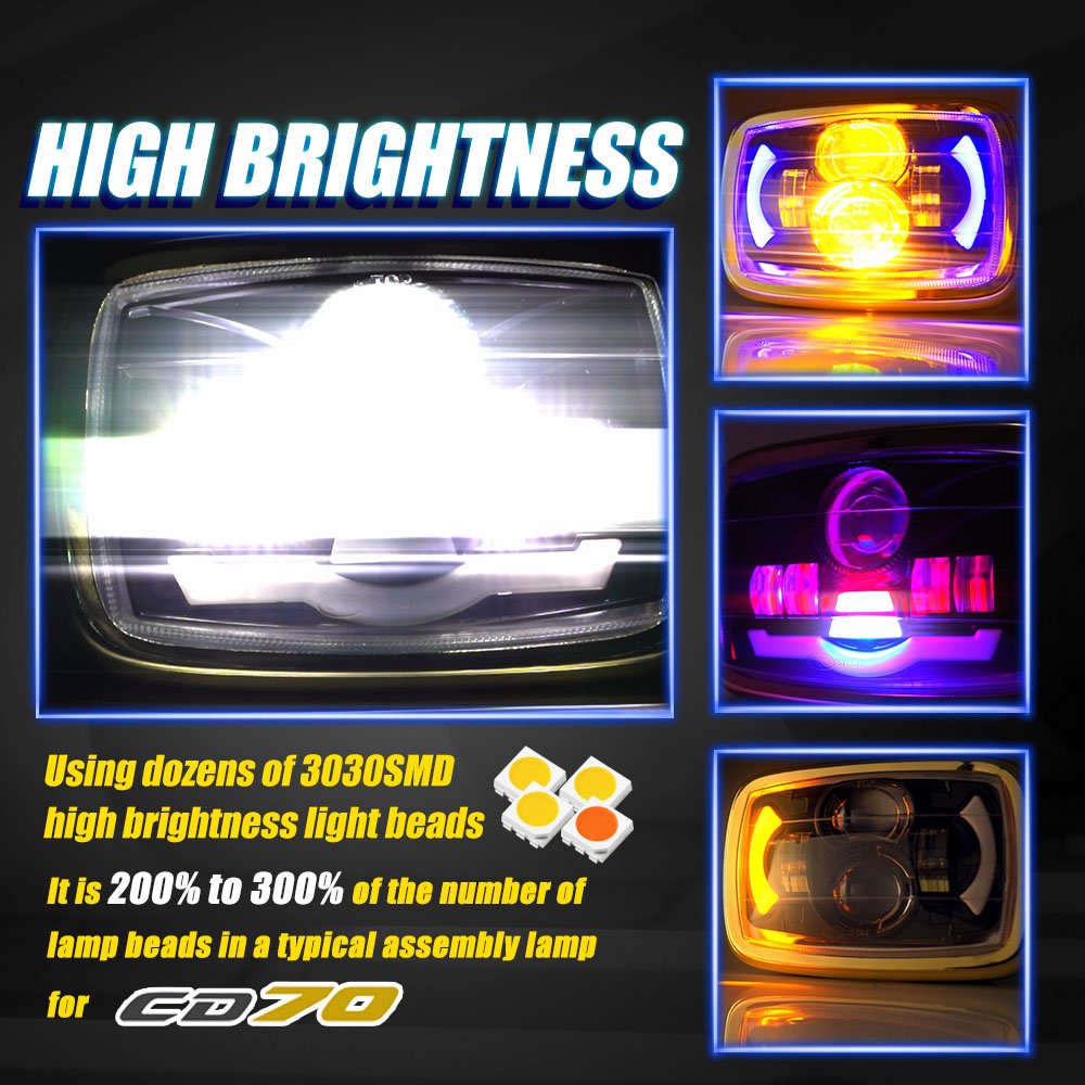 MOTOLED Motorcycle Headlight Assembly Skull Retro for Honda CD70 Universal Light