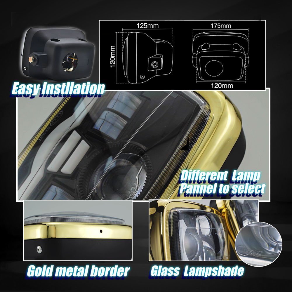 MOTOLED Motorcycle Headlight Assembly Skull Retro for Honda CD70 Universal Light