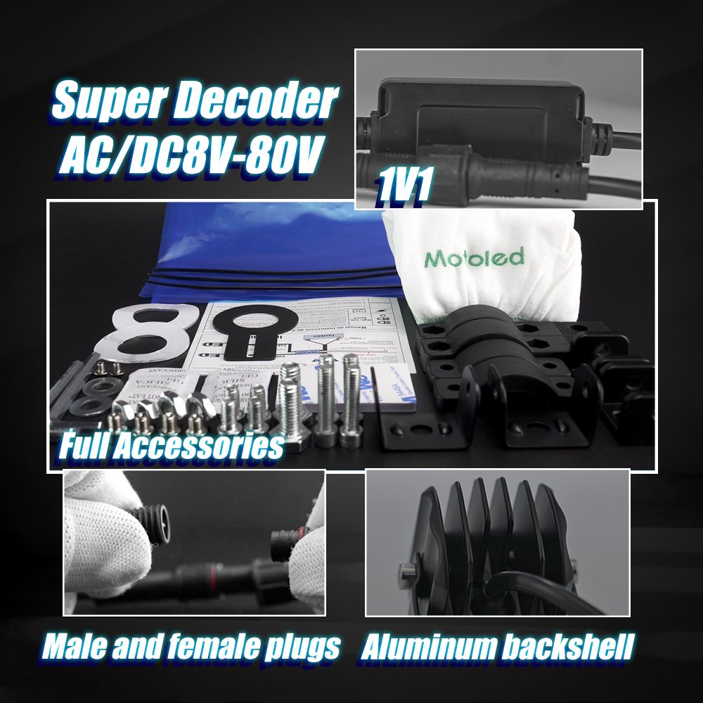 MOTOLED Mini Driving Lights Fog Auxiliary Spotlight Headlight IP67 20W 25W 30W 60W 80W 120W 140W Ac Dc 12 80v with Switch Kit
