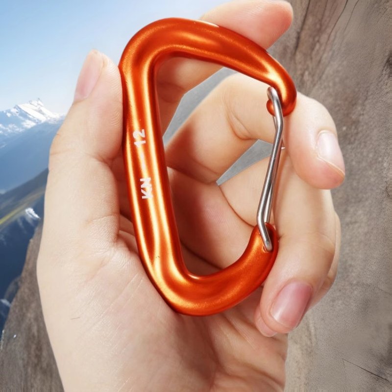 2025 Professional Climbing Carabiner D Shape Mountaineering Buckle Hook 12KN Safety Lock Outdoor Climbing Equipment Accessory