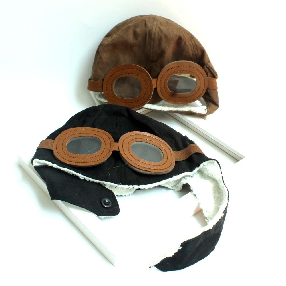 3-7 Y Kids Aviator Pilot Cap With Glasses Fleece Lining Warm Winter Hat Novelty Accessory Fishing for Children Winter Season