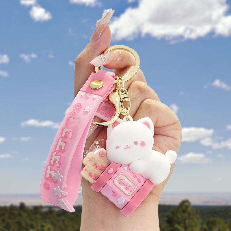 2023 New Cute Rubber Rabbit Bear Christmas Anime Cartoon 3d Pvc Silicone Keychain Accessories Aviation Gifts