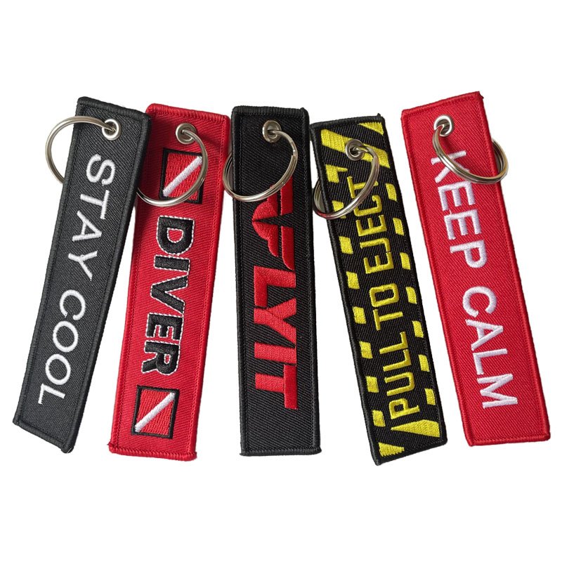 Low MOQ Wholesale Personalized Customized Aircraft Aviation Label Keychain Promotion Gift Flight Embroidered Keychain