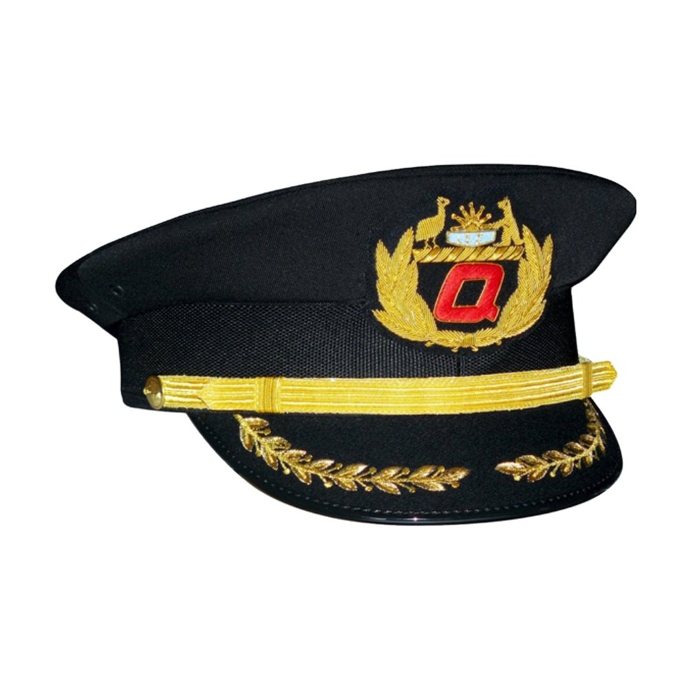 Hand Embroidery Cap Badge Patch with Double Bullion Embroidered Visor Peak Caps in Custom Colors Sizes Custom Beret Cap Badges