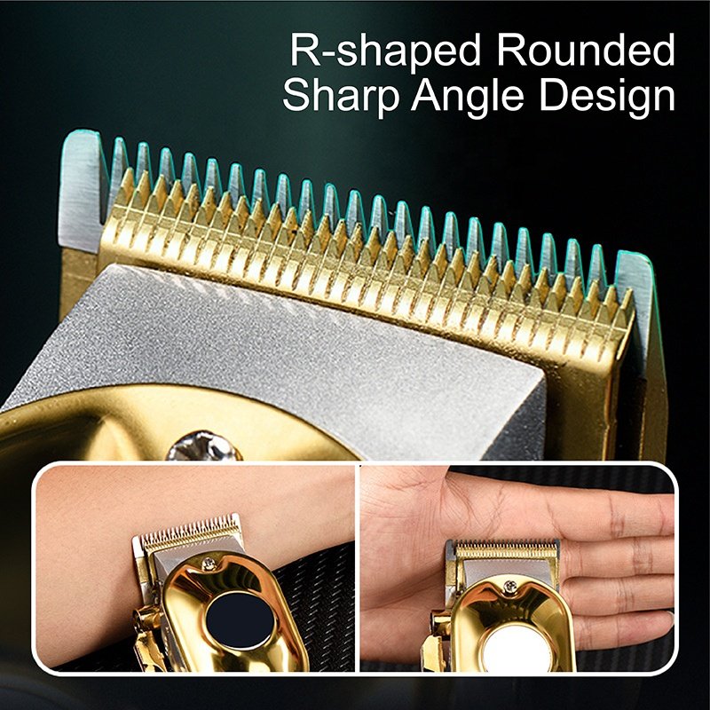 Barber Professional LED Display Aviation Aluminum Material Low Battery Display Gold Silver Hair Trimmer