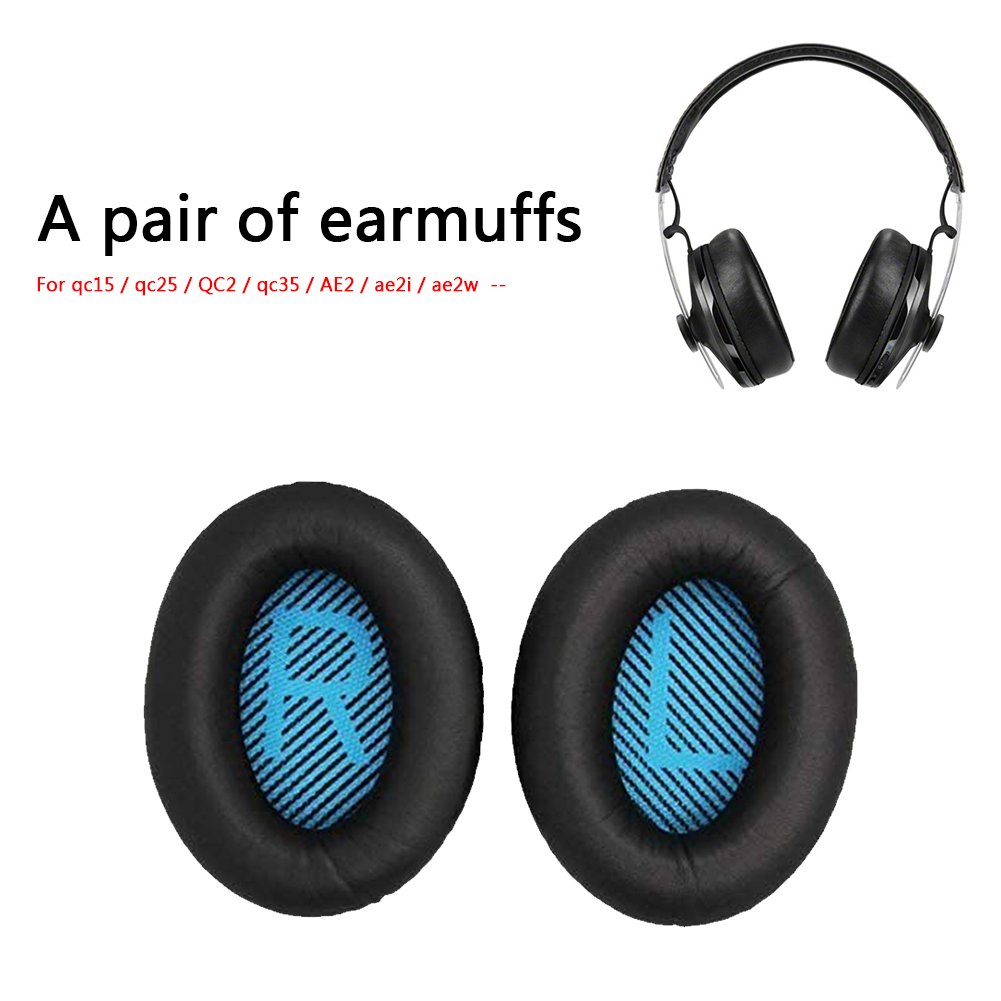 Replacement Ear Cushions for BOSE QC2 QC15 QC25 QC35 AE 2 2i 2w Headphones, Viscoelastic Foam Leather Ear Cushions, 2 Pcs.
