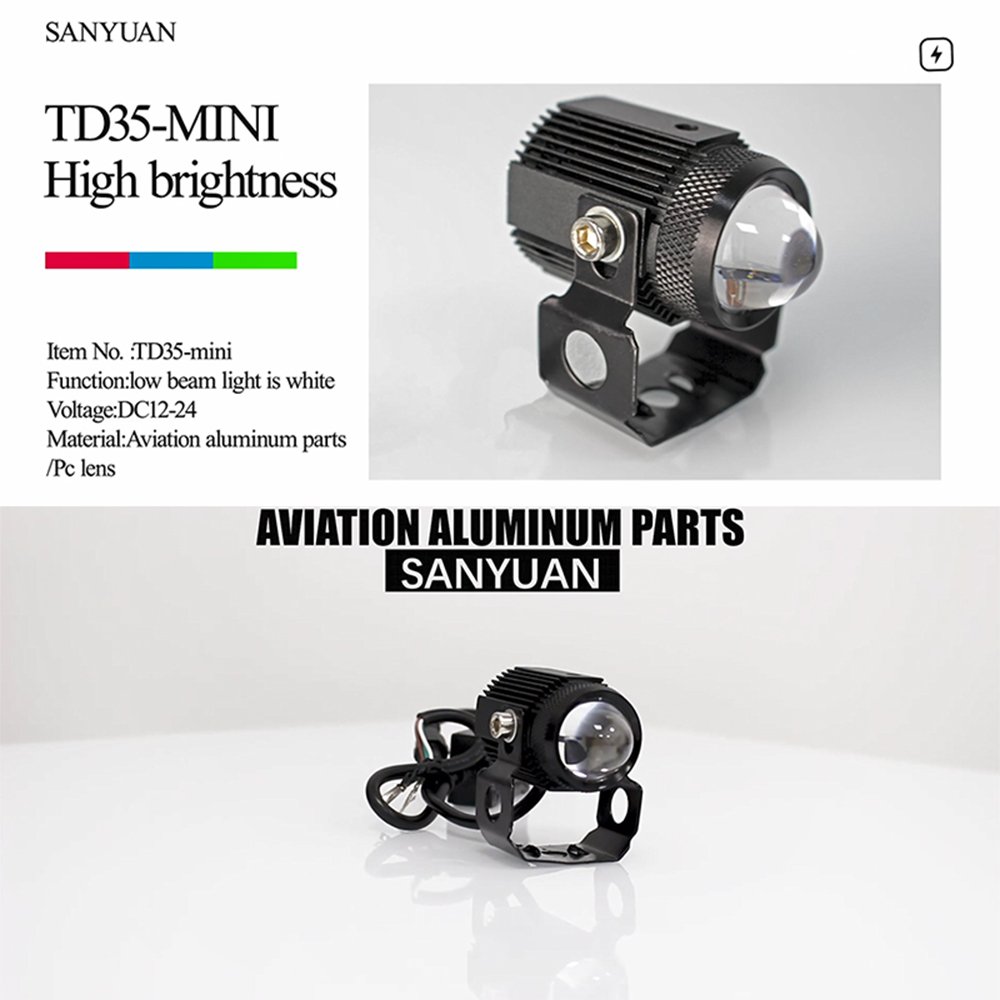 Motoled TD35-Mini Motorcycle LED Projector Lens External High Brightness Spotlight Fog Lamp