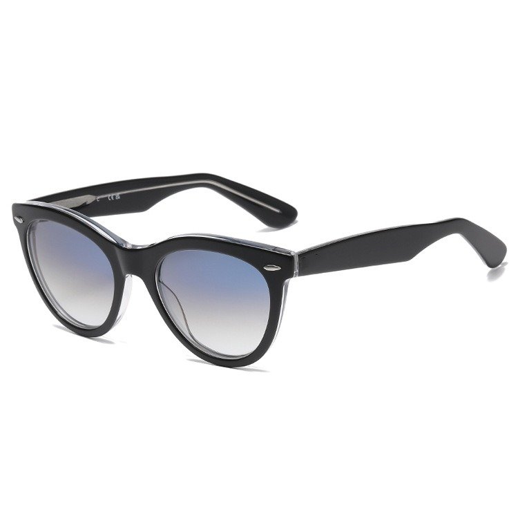 Luxury Brand Identical Style Acetate Wide Polished Black Round Frame Green Anti-Reflective Lens Women Men ray 2241 Sunglasses