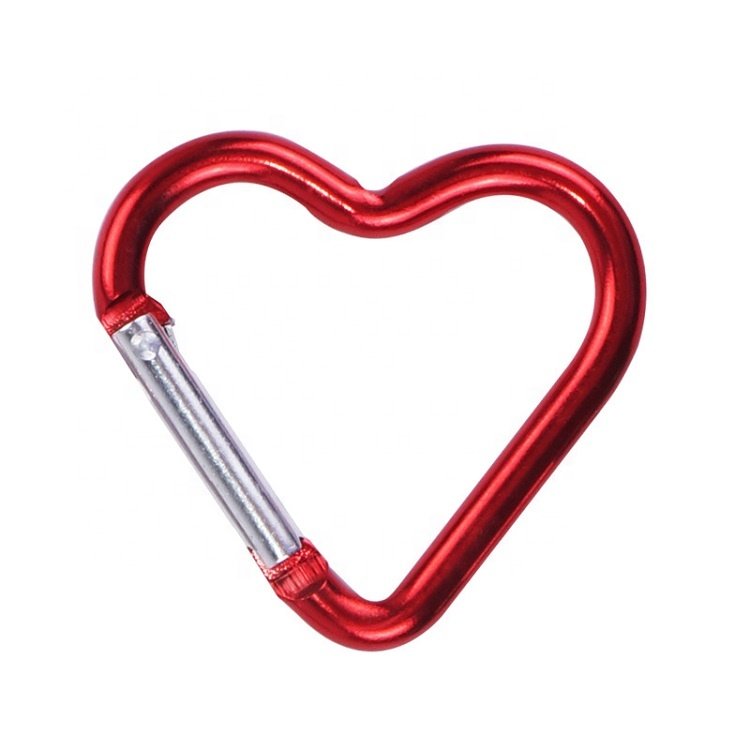 Heart Shaped Fastener Hook Aluminum Alloy Fancy Carabiner Keychains Unique Pendant Decoration Accessories Made in China