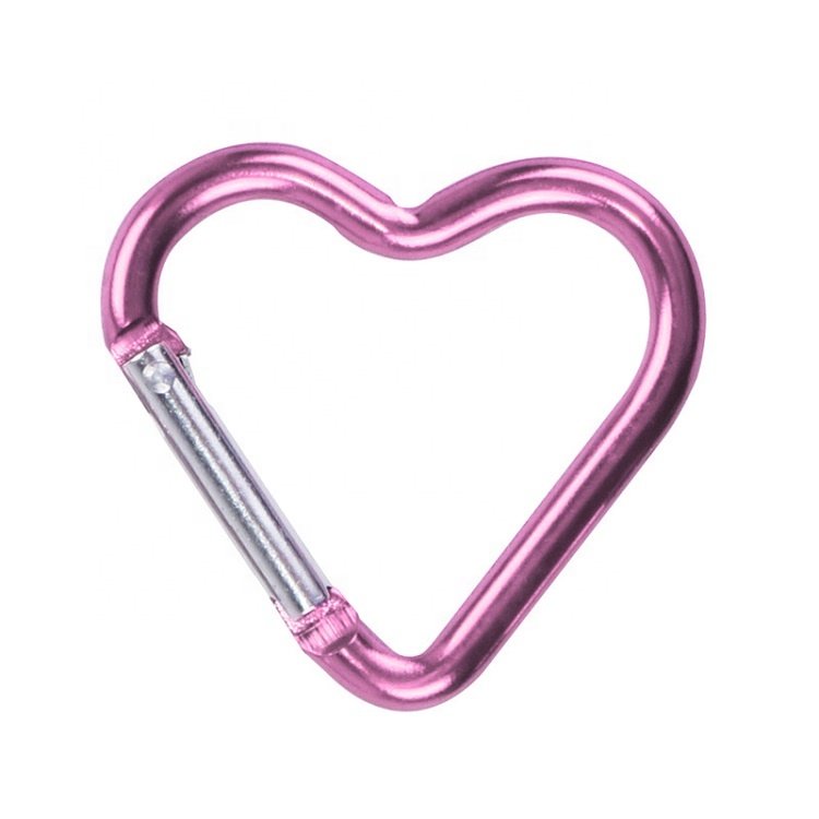 Heart Shaped Fastener Hook Aluminum Alloy Fancy Carabiner Keychains Unique Pendant Decoration Accessories Made in China