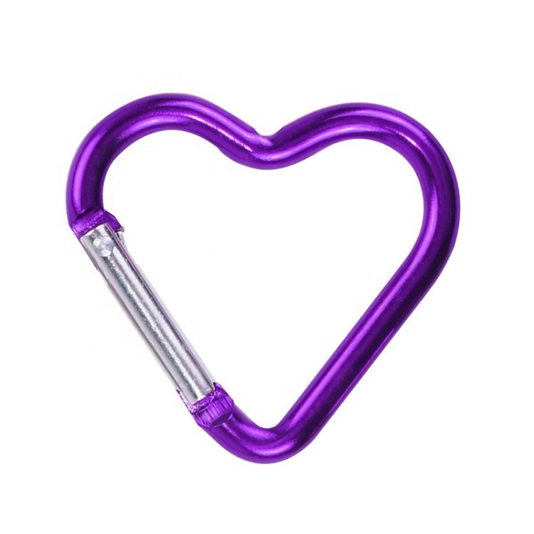 Heart Shaped Fastener Hook Aluminum Alloy Fancy Carabiner Keychains Unique Pendant Decoration Accessories Made in China
