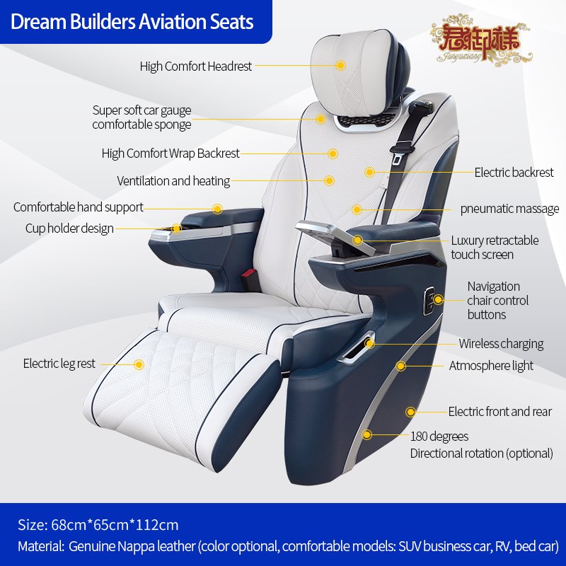 Aviation Seat MPV Car Seat Multivan CARAVELLE Transporter T4 T5 T6 T7 VILoRAN Crafter Benz Vito V220 V250d V300 Sprinter V-class