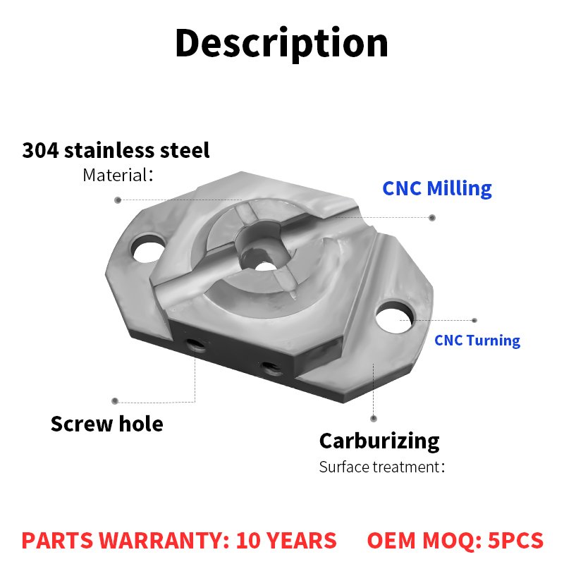 High Quality Stainless Steel Cnc Machining 5 Axis Services Carburizing Process Aviation Parts for Semiconductor Equipment