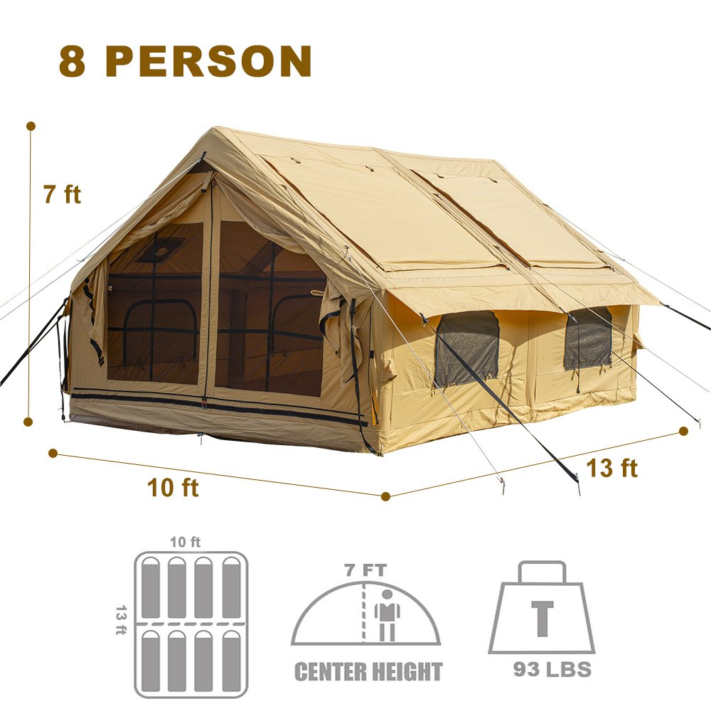 Large Air Inflatable Camping Tent House 8 Person Outdoor Tents Camping Waterproof Easy Setup Canvas Hot Tent with Stove Jack