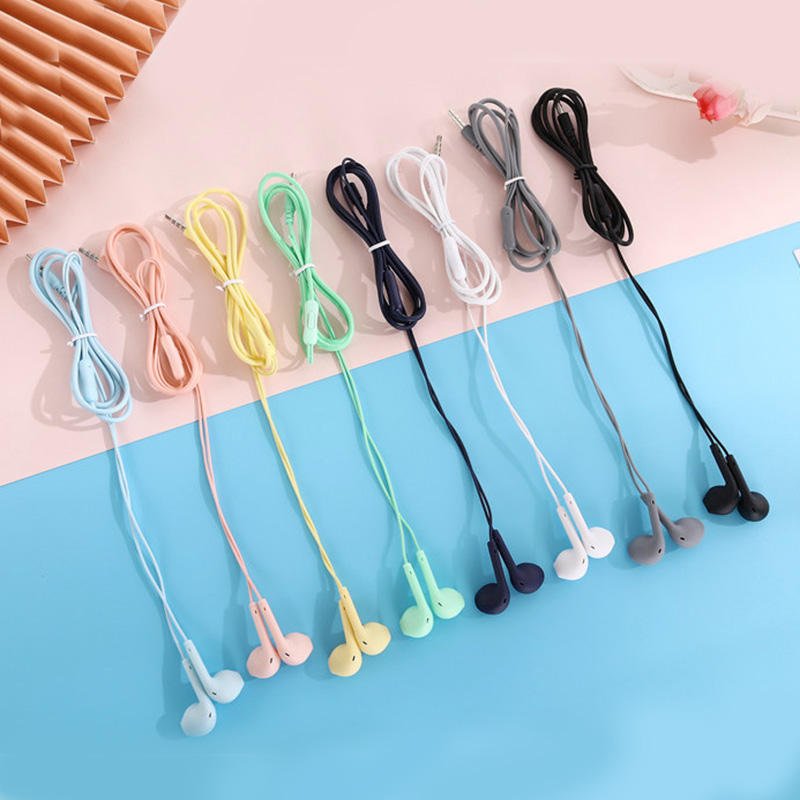 Factory Price 1.2m 3.5mm Wired Earphones with Microphone Hands-free Colors Wire Length Headphones for Mobile Phone PC Wholesale