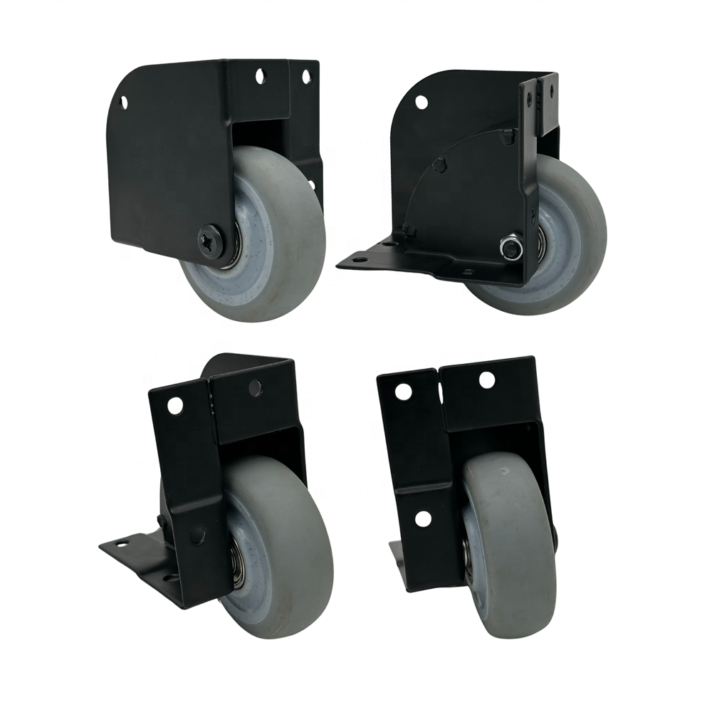 External 3" Zinc Alloy Flight Air Road Fly Case Corner Fixed Thermoplastic Rubber TPR Heavy Duty Side-mounted Caster Wheels