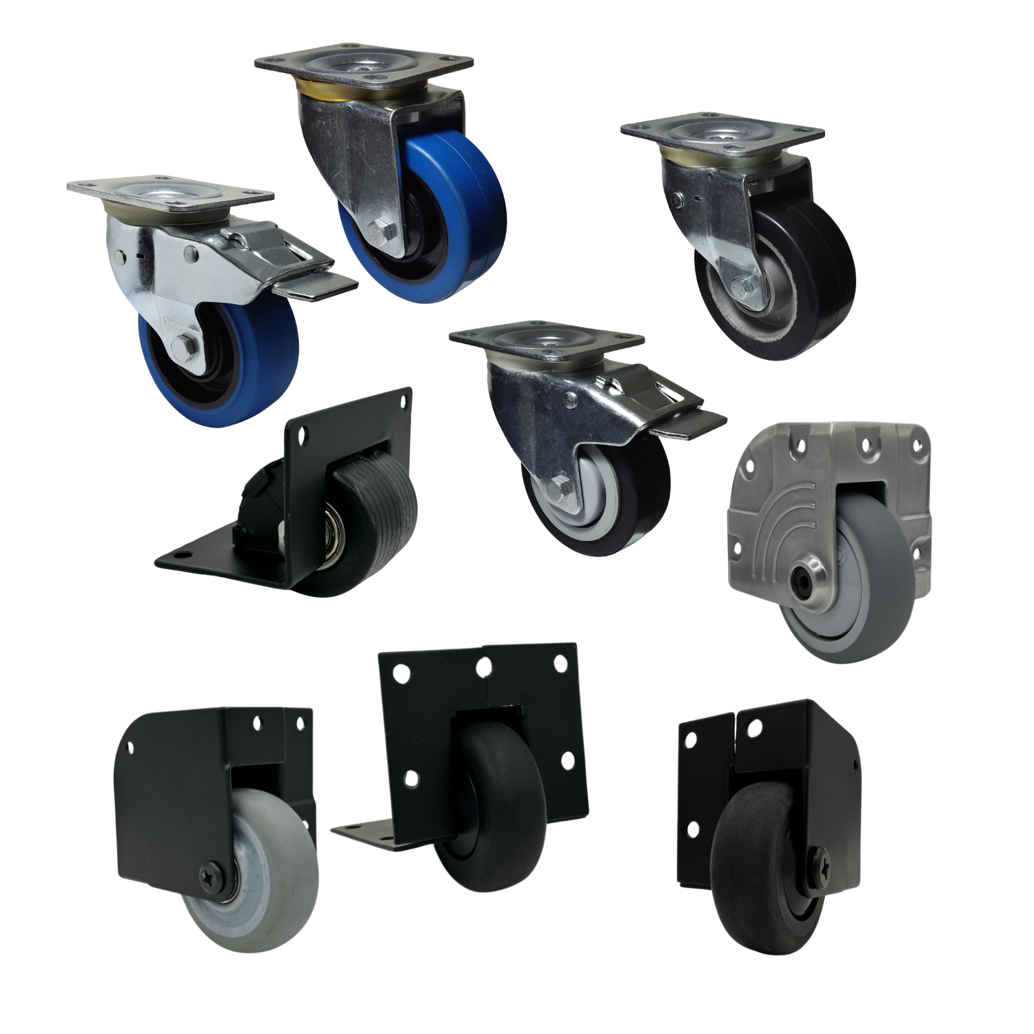 External 3" Zinc Alloy Flight Air Road Fly Case Corner Fixed Thermoplastic Rubber TPR Heavy Duty Side-mounted Caster Wheels