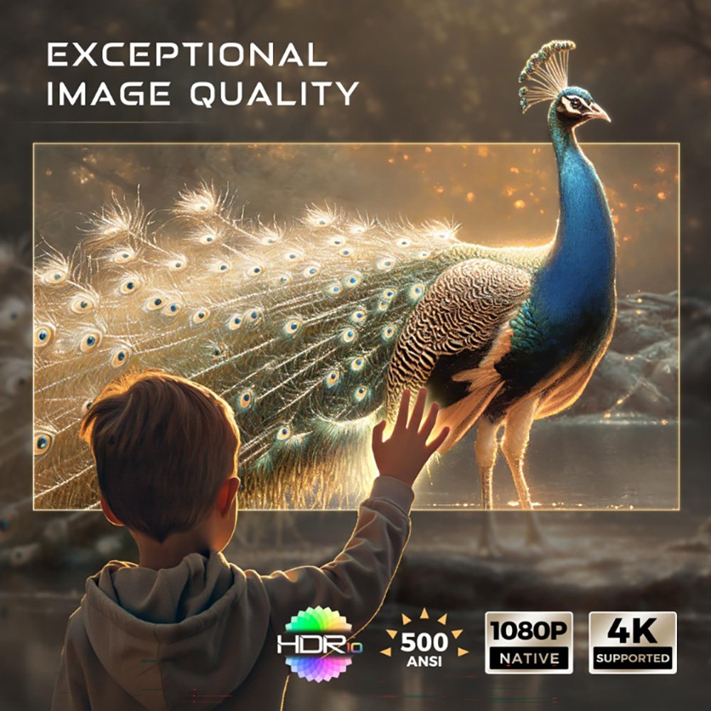 Aurzen Boom 3 Gold All-ln-One 3D DoIby 36W Speakers Projector Netflix Official Smart 4K Projector with WiFi and Bluetooth