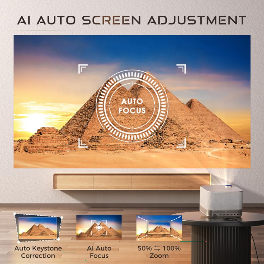 Aurzen Boom 3 Gold All-ln-One 3D DoIby 36W Speakers Projector Netflix Official Smart 4K Projector with WiFi and Bluetooth