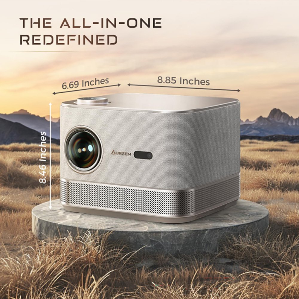 Aurzen Boom 3 Gold All-ln-One 3D DoIby 36W Speakers Projector Netflix Official Smart 4K Projector with WiFi and Bluetooth