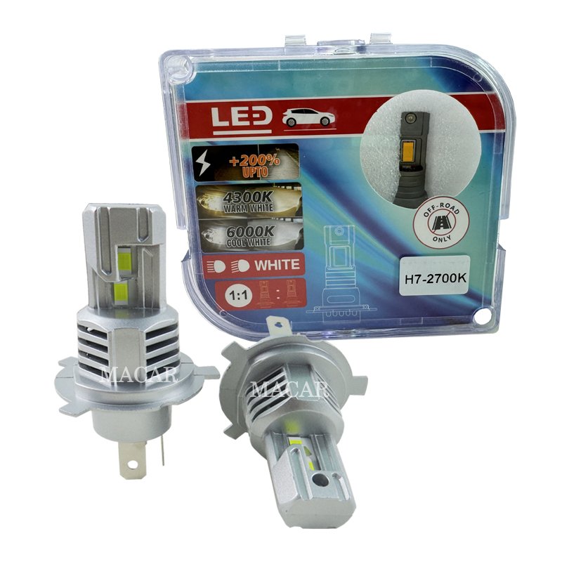 MACAR Super Bright Projector LED Headlight Mini Led Bulb H4 65w 8000LM Car Plug and Play LED Headlight H4 Led Bulb