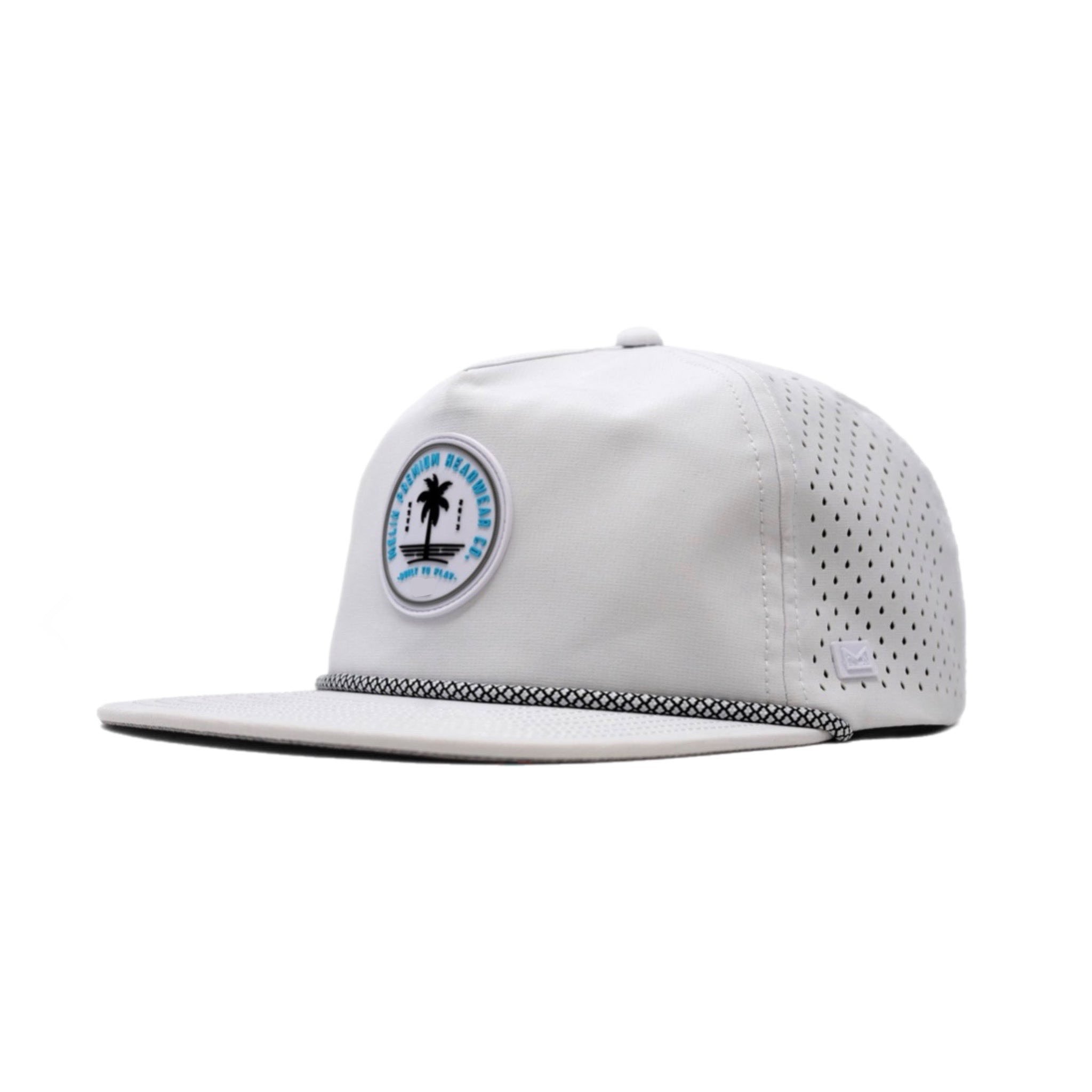 Custom Waterproof Laser Cut Perforated Quick Dry Blank Trucker Hat 5 Panel Custom PVC Rubber Patch Unstructured Rope Dad Cap