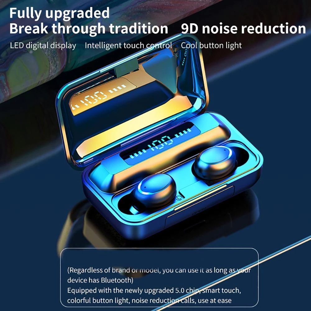Bluetrun F9-5C TWS Headphones Sport Stereo 5.0 Earphones Charging Box 9D Wireless Waterproof Earbuds Headphones With Microphone